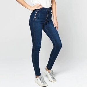 J Brand Natasha sky high rise exposed button stretch jeans 30